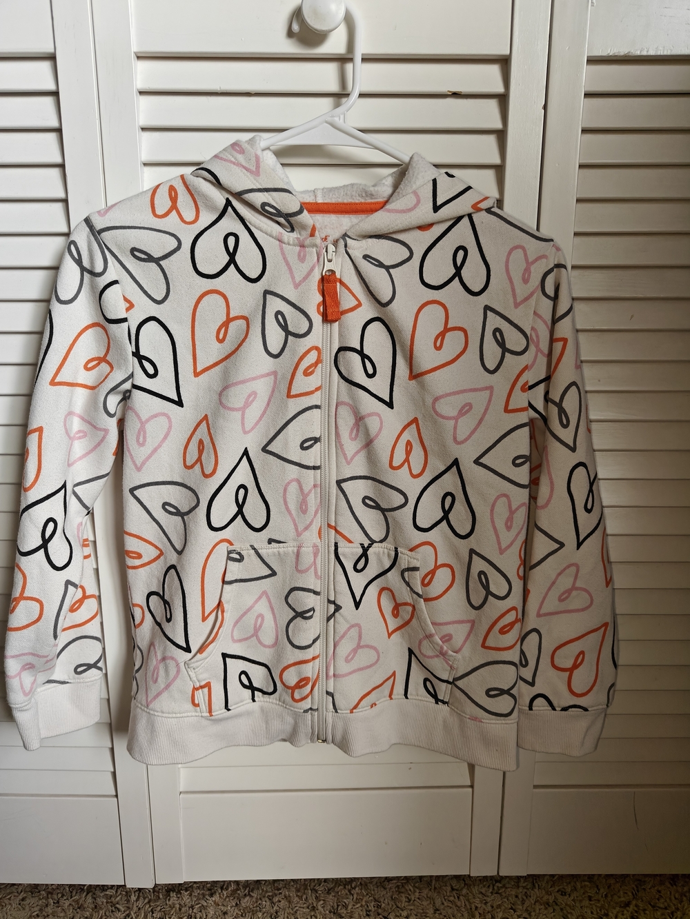 Cat & Jack Full Zip Hooded Heart Sweatshirt Size L 10/12